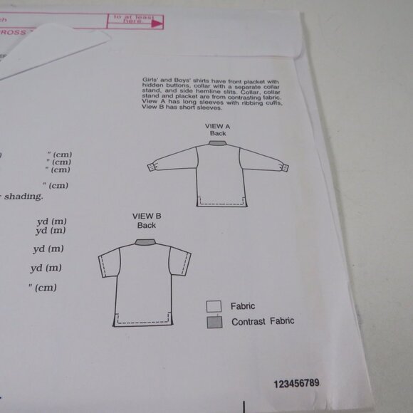 Kwik Sew 2226 Clothing Pattern Child's Shirt Long & Short Sleeve 8-14 - Picture 3 of 4